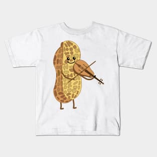 Funny peanut with violin Kids T-Shirt